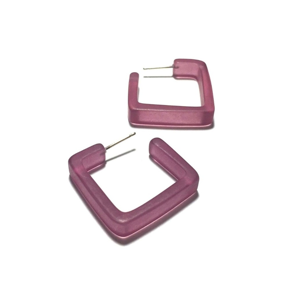 Leetie Amethyst Frosted Lucite Hoop Earrings